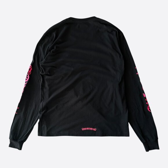 Chrome Hearts Black & Pink Neck Logo Longsleeve T-Shirt - Picture 2 of 7